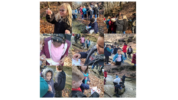 3rd-grade students investigating water pollution
